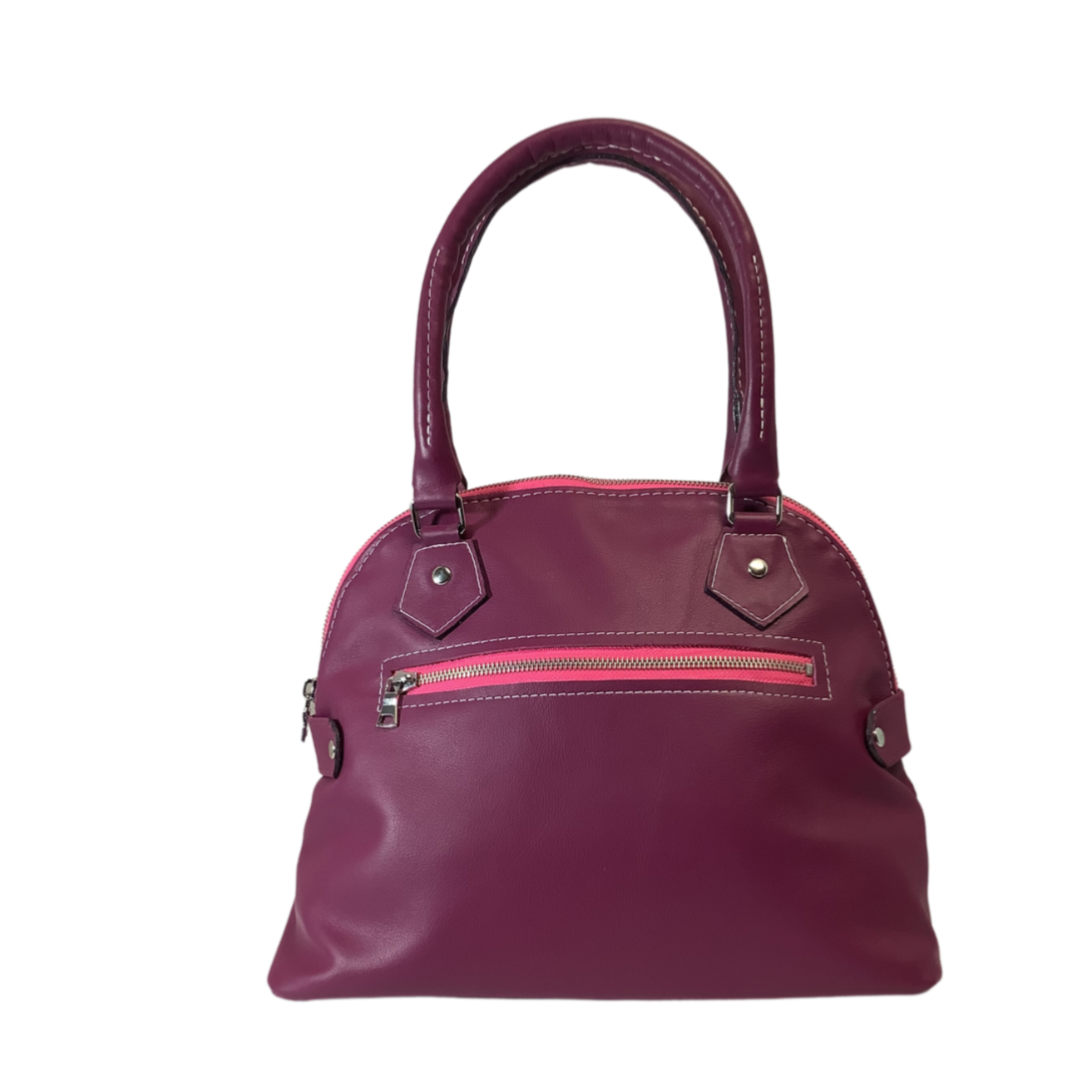 Berry Leather Dome Satchel