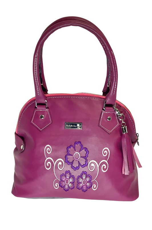 Berry Leather Dome Satchel