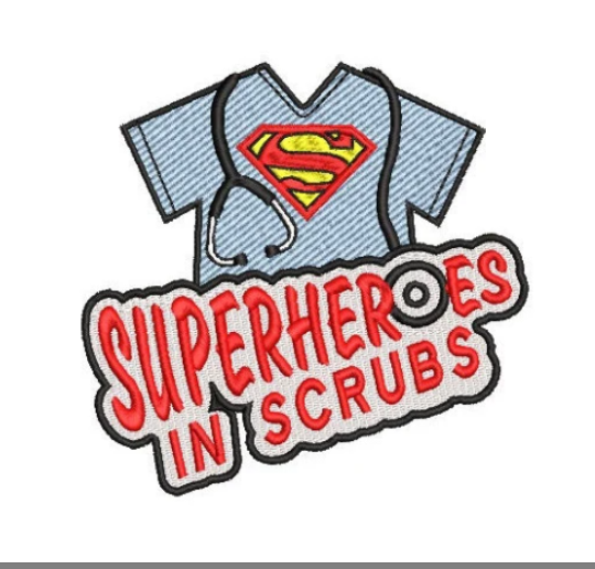 Embroidery Superheroes in Scrubs  Patch