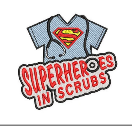 Embroidery Superheroes in Scrubs Patch