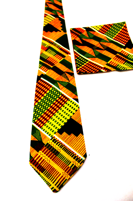 Copy of Kente Necktie and Handkerchief (Yellow)