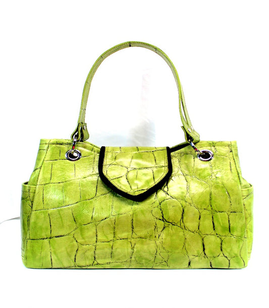 Allure Embossed Leather Handbag (Tortoise)