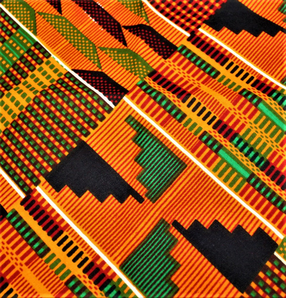 Kente Necktie and Handkerchief (Orange)